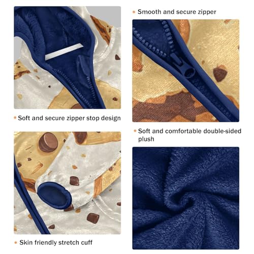 Chocolate Chips Girls Fleece Jacket Girls Fall Jacket Girls Zip Up Hoodie Girls Sherpa Jacket 2-10T3