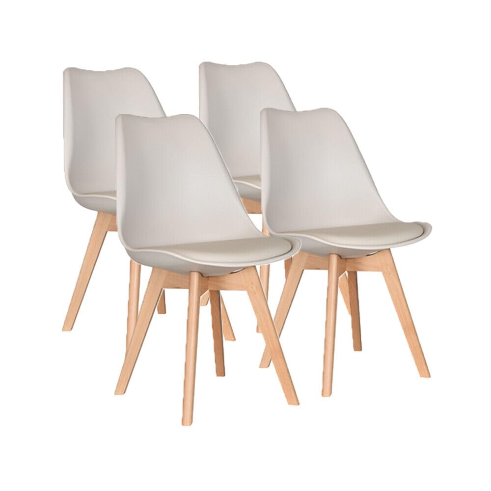 AVC Designs Set of 4 Dining Chairs Designer Wooden Home Office Commercial (Beige)