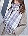 Wander Agio Women's Fashion Scarves Long Shawl Winter Thick Warm Knit Large Plaid Scarf Light Grey White 8