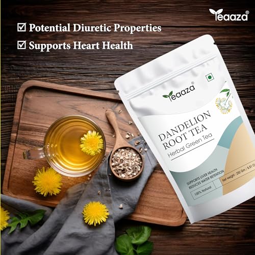 Image of Teaaza Dandelion Root Tea | Dandelion Tea for Liver Detox, Weight Loss | Improves Kidney Function & Digestive Health | 250 Grams Loose Tea Leaves-150+ Cups | Caffeine Free, Budget Friendly Pack