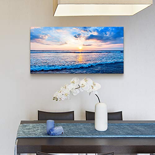 Canvas Wall Art For Living Room Blue Beach Ocean Sea Waves Landscape Wall Decor Ready To Hang Home Decorations Bedroom Kitchen Bathroom Inspirational Canvas Prints Posters Painting Wall Mural Artwork #TOP2