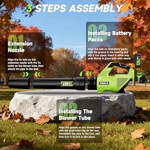 Leaf Blower Cordless, 650CFM Electric Leaf Blowers with 2 x 5.2Ah Batteries and Charger, 3 Speed Modes, 1 x Adjustable Shoulder Strap, Powerful Snow Blowers for Lawn Care, Patio, Dust, Blowing Leaves — photo 6 of 6