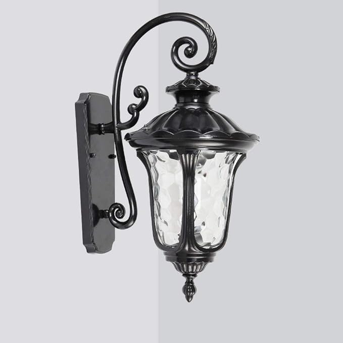 OZZKI Wandmontage licht Indoor Wall Lamp Waterdichte buitenkant Buiten Licht Lantaarn Industrial Barn Blaker Aluminium Rust Glas Waterdichte Lampenkap Binnenlicht (Color : Zwart) photo 3