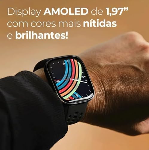 Relógio Smartwatch BIP 6, com IA, Gps e Mapas, Tela 1,97" AMOLED, Ligação Bluetooth, 46 mm, Resistente a Água 5 ATM, Bateria 24 dias, 140 modos de exercício, Original com Nfe e garantia - Preto - Imagem 4
