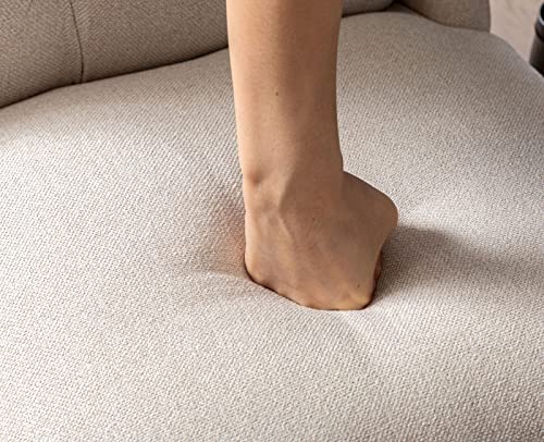 Kmax Tufted Dining Chairs Fabric Accent Chairs For Living Room Mid Century Modern Armless Dining Chair With Wood Legs Nailhead Trim For Kitchen Set Of 4, Cream #TOP3