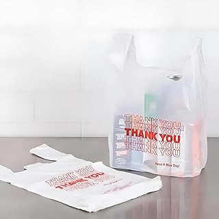 ASK WHOLESALE White 1/6 Size Thank You Bags : 80% Plant-Based, Reinforced Handles, Biodegradable, Strong & Versatile - Sustainable Packaging Solution for Small Gifts, Grocery - Pack of 350
