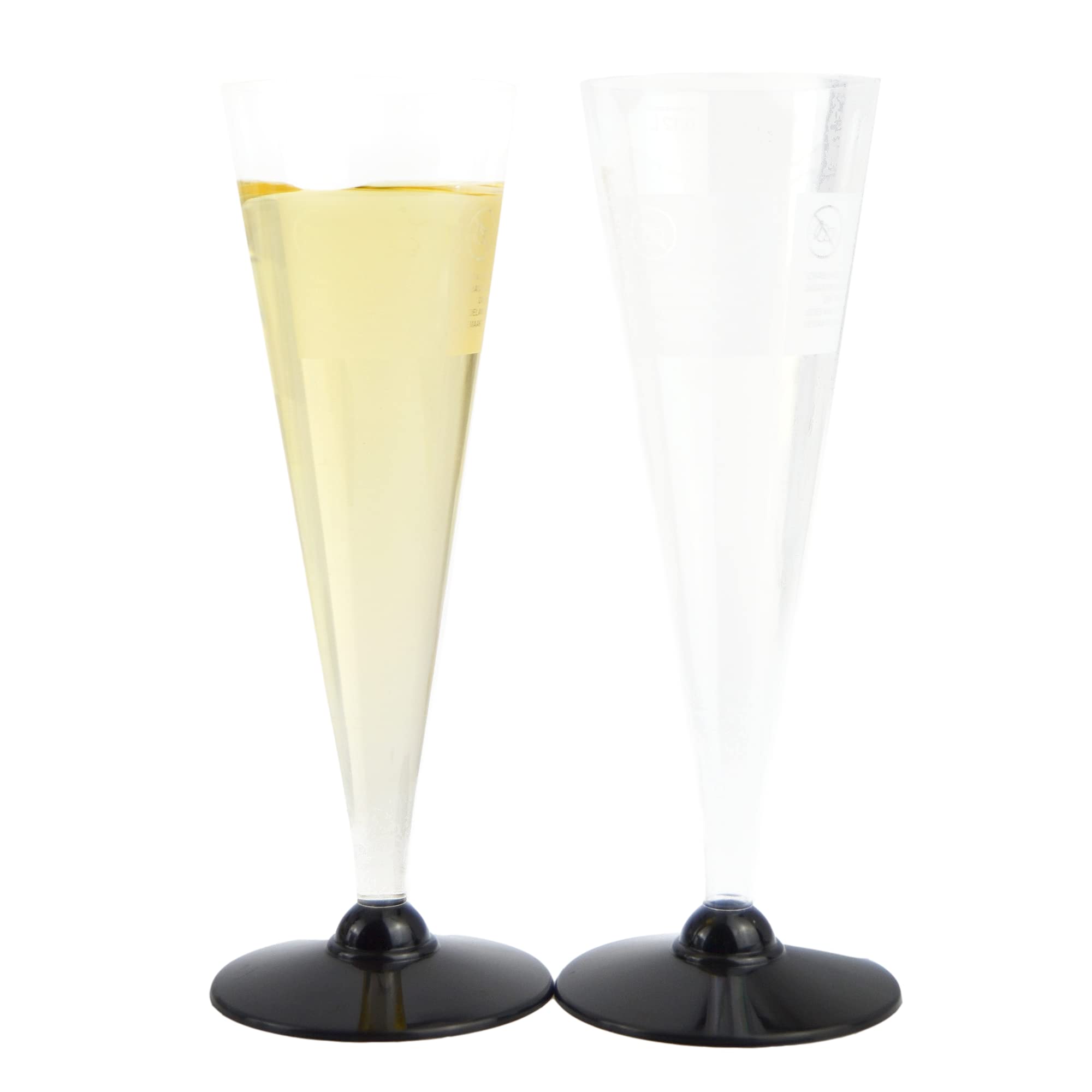 Lot de 120 flûtes transparentes base noire pour vin et champagne