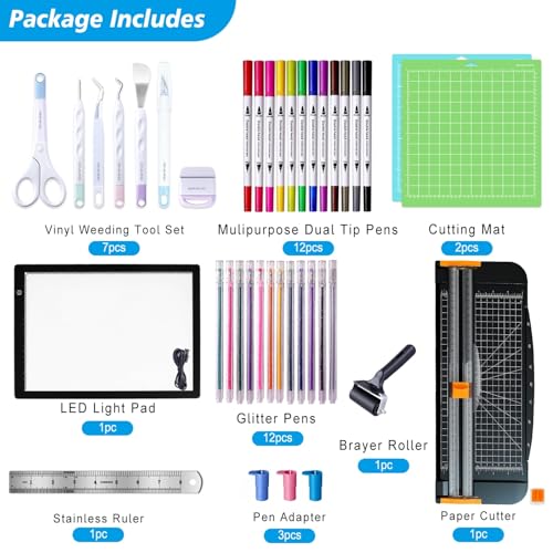 Image of Cutaswish The Essential Bundle for DIY Craft Projects - Accessories Tool Set for Cutting Machine, Craft Kit with Weeding Tools, LED Light Pad, Paper Cutter, Cutting Mats, Brayer Roller
