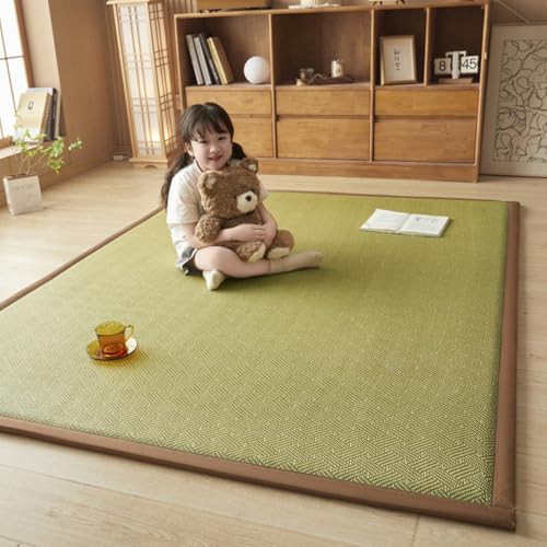 い草カーペット 藤製 ラグマット 畳の上に敷く 置き畳 厚手 ひんやり 消臭 冷たい 夏用 掃除容易い ペットOK 150x200cm 折りたたみ 和風 屋外/庭用 寝室用 ベッドサイド バルコニー用 寝ござ 上敷き