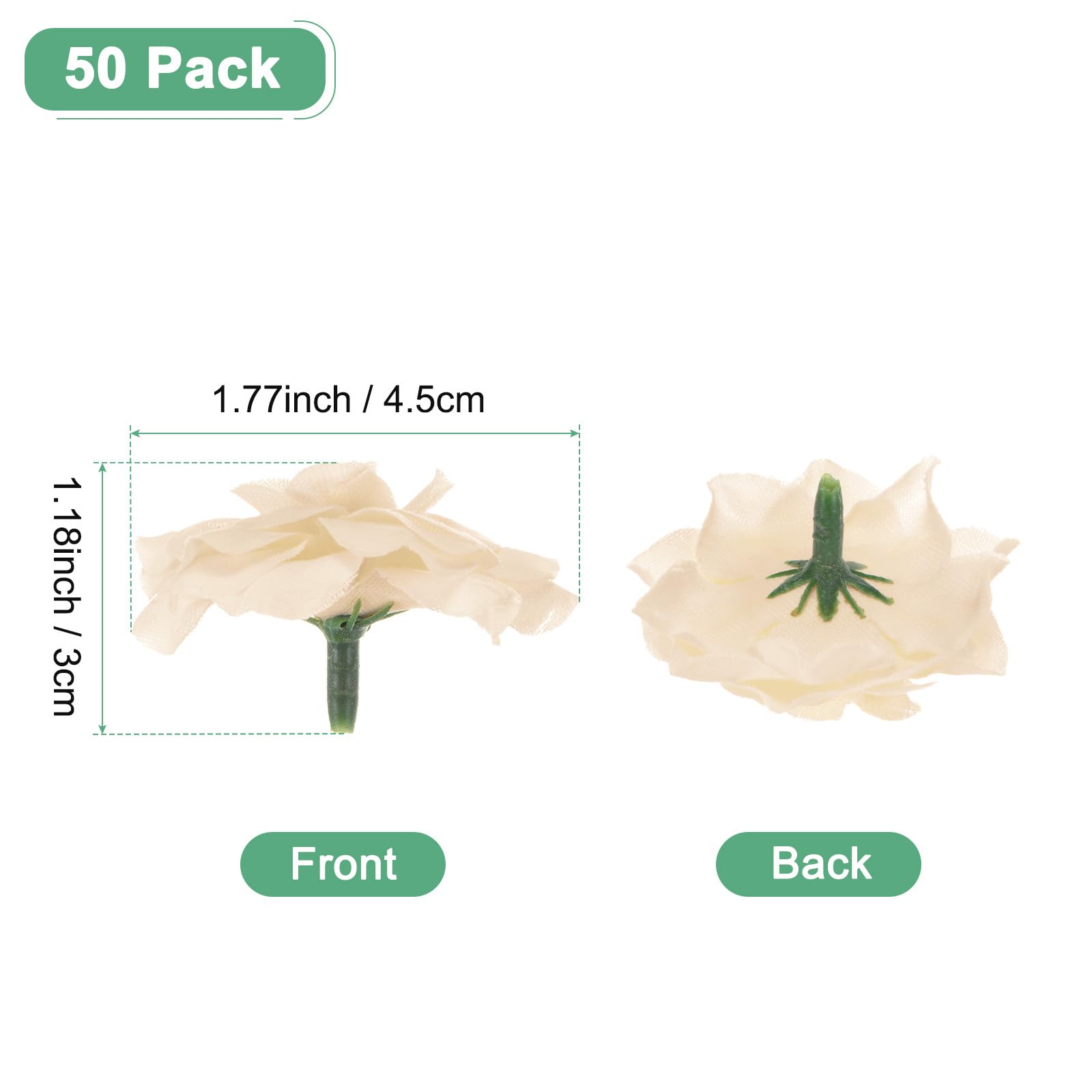 M METERXITY 50-Pack Artificial Roses Heads, Silk Faux Rose Head for Wedding/Bouquet/Flower Wall/DIY Crafts/Party Decoration - Image 3