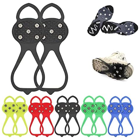 Non-Slip Gripper Spikes,Ice Non-Slip Shoe Spikes,Ice Cleat for Shoes and Boots,Anti-Skid Snow Ice Shoe Spikes for Walking Hiking on Snow (Black, Adults) Cover