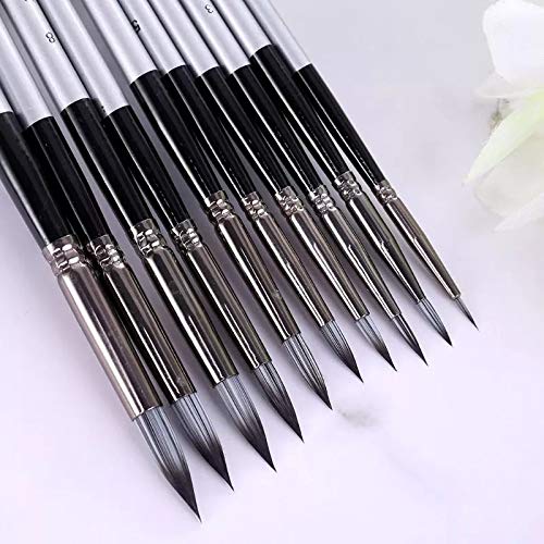 Set di 10 pennelli per Pittura in Nylon con Punta Tonda e Manico Lungo