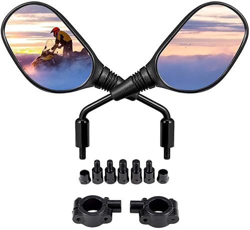 Retrovisores Moto, Espejos Retrovisores Moto, Espejos Moto con Tornillos de 8 mm y 10 mm, para Manillar de 7/8 Pulgadas, Ajuste de 360 Grados, Espejo del Manillar para Moto, ATV,Scooters, Bicicletas Cover