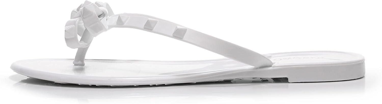 Studded Jelly Shoes for Womens Bow Flip Flops Jellies Sandals Flat Black... - Picture 130 of 174