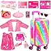 ARTST 18 Inch Doll Clothes Accessories, American 18 inch Suitcase-Glasses,Beret,Shoes,Handbag,Camera, Passport,Mobile Phone Travel Set Toys for 3-12 Girls(NO Doll)