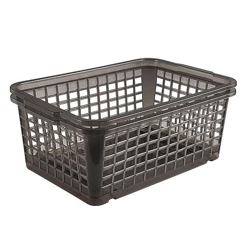 keeeper Aufbewahrungskörbchen, Stabiler Kunststoff (PP), 4,5 l, 30 x 20 x 11 cm, Fred, Crystal Grey