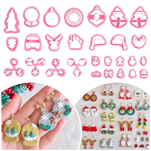Christmas Clay Cutters, Polymer Clay Cutters for Christmas Earrings Making, 36 Shapes Fall Clay Cutters, Christmas Clay Cutters for Polymer Clay Jewelry (ALL 2)