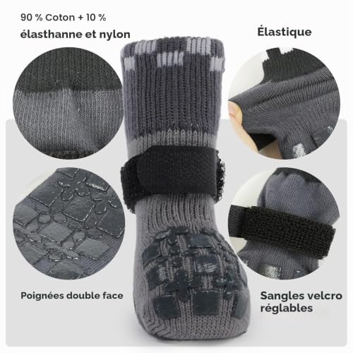 PUMYPOREITY 2 Paires Chaussette Chat Anti Grattage, Chaussette Chat Blessé Protection Plaie Anti Griffure Protection Pattes(Gris, 2XS) – vue 3