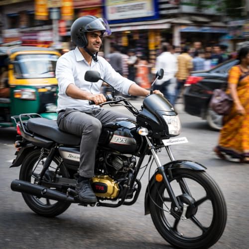 Image of TV-S Radeon Black Edition Motorcycle | 110cc Commuter Bike with Electric Start, High Mileage, Comfortable Long Seat & Durable Build | Stylish All-Black Premium Finish