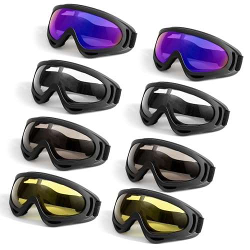 Ukontagood 8 Pack Motorcycle & Ski Goggles - Dirt Bike & Snowboard Goggles for Men, Women & Youth