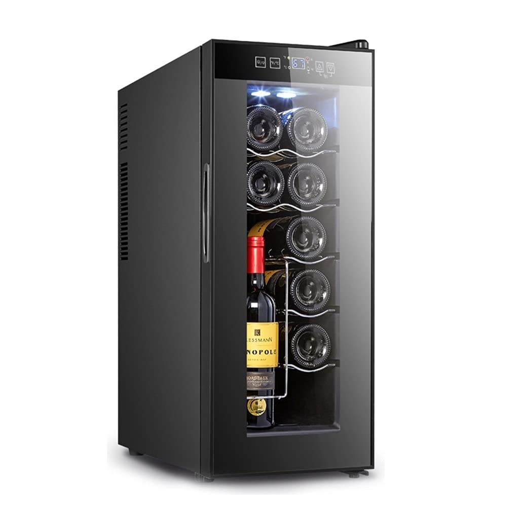 HSOYGE Bodega Independiente, Enfriador De Vino para 10 Botellas, Refrigerador De Vino con Temperatura Controlada, Barra De Hielo Doméstica, Refrigeración Electrónica (Negro 25 * 50 * 63,5 Cm)