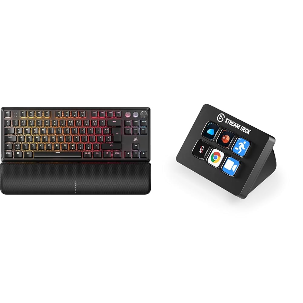 Corsair K70 PRO TKL + Stream Deck Mini Bundle – Mechanische Kabelgebundene Tenkeyless-Gaming-Tastatur mit Studio-Controller für Zoom, Teams, PowerPoint, MS Office etc, kompatibel mit PC/Mac