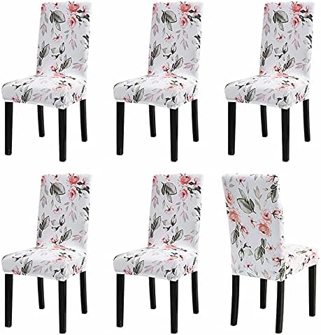 Sufdari Chair Covers 6 Grey ,Stretch Dining Chair Covers, Spandex seat Covers for Dining Chairs ,Elastic Washable Chair Protectors for Dining Room,Hotel,Restaurant,Banquet (6, Grey)