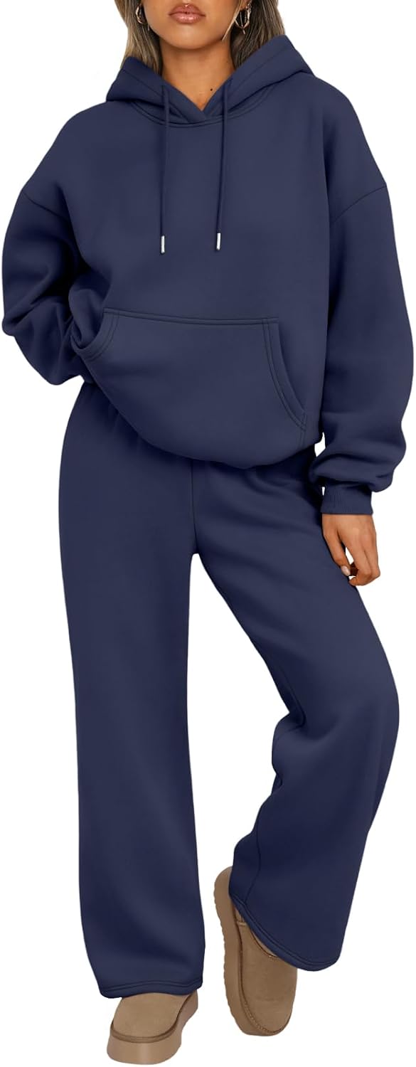 Trendy Queen Womens 2 Piece Outfits Lounge Fall Fashion Sets Oversized Sweatshirts Wide Leg Pants Sweatsuits Winter Clothes