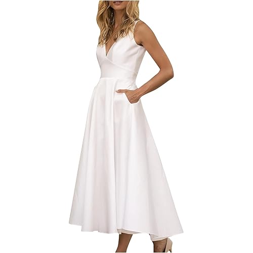 Wirziis Women's Summer Dress for Wedding Guest,Elegant White Halter Short Sleeve Mini Dress Sexy Lace A-Line Party Dress