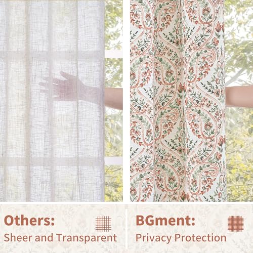 BGment Terracotta Paisley Floral Curtains for Living Room 52 x 96 Inch by BGment - Used condition - Image 6