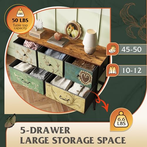 image for WLIVE Dresser for Bedroom with 5 Drawers, Wide Chest of Drawers, Fabri