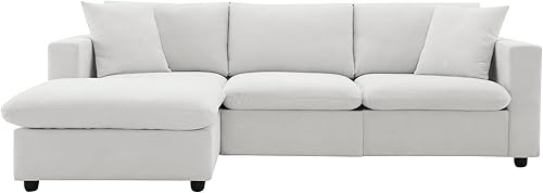 Vista 7 de 100.4" Modular Sectional Sofa Cloud Couch for Living Room, Modern Convertible L Shaped Couch Set with Ottoman, 4 Seater Polyester Fabric Sofa with 2