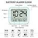 Battery Operated Digital Alarm Clock, Dual Smart Alarm with Workdays/Weekends Setting, Loud Alarm, Snooze, Small Travel Clock with Indoor Thermometer/Hygrometer, Dimmable LED Backlight, Handheld Size