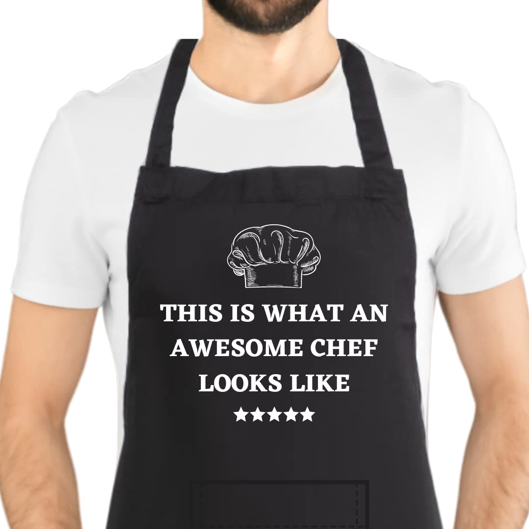 Second Ave Gift Company Unisex Black Second Ave Funny This Is What An Awesome Chef Looks Like Apron Bbq Grill Cooking Kitchen Apron
