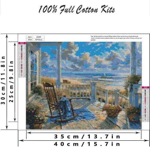 Image of Landscape Cross Stitch Kits for Adults Beginner,Beach Counted Cross Stitch Kits Printed Stitching Cute Patterns Dimensions Needlepoint Art Crafts Embroidery Kits for Adults Beginners (15.7x11.8 inch)
