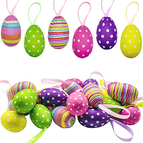 30PCS Easter Hanging Eggs-Colorful Paper Easter Egg-Easter Tree Ornaments for Party Birthday Home Decoration Indoor Supplies (Paper-Small)