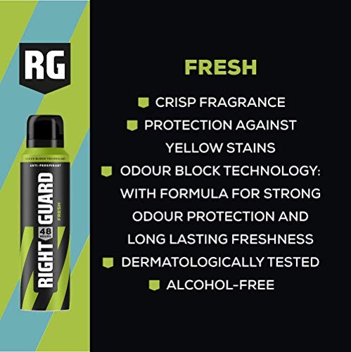 Right Guard Mens Total Defence 5, Fresh Scent, Anti-Perspirant Deodorant Spray, Multipack, 150 ml, Pack of 6 - Image 4