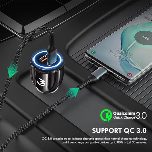 Image of 33W Dual Port Car Charger, QC 3.0 Fast Charging, USB-A 18W + 15W, DC 12V-24V Input, Advanced Safety Protection (Black)