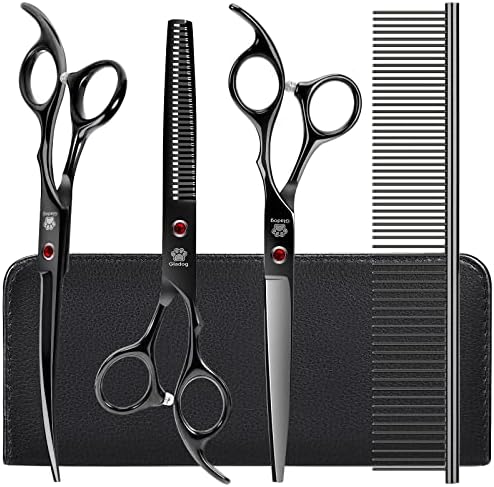 Dog Grooming Scissors Kit with Safety Round Tips, GLADOG Professi...