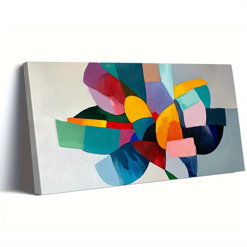 SPXLUCAU Modern Abstract Floral & Geometric Wall Art - Bright Color Contrast Canvas Print, for Living Room(45x90cm/No frame)