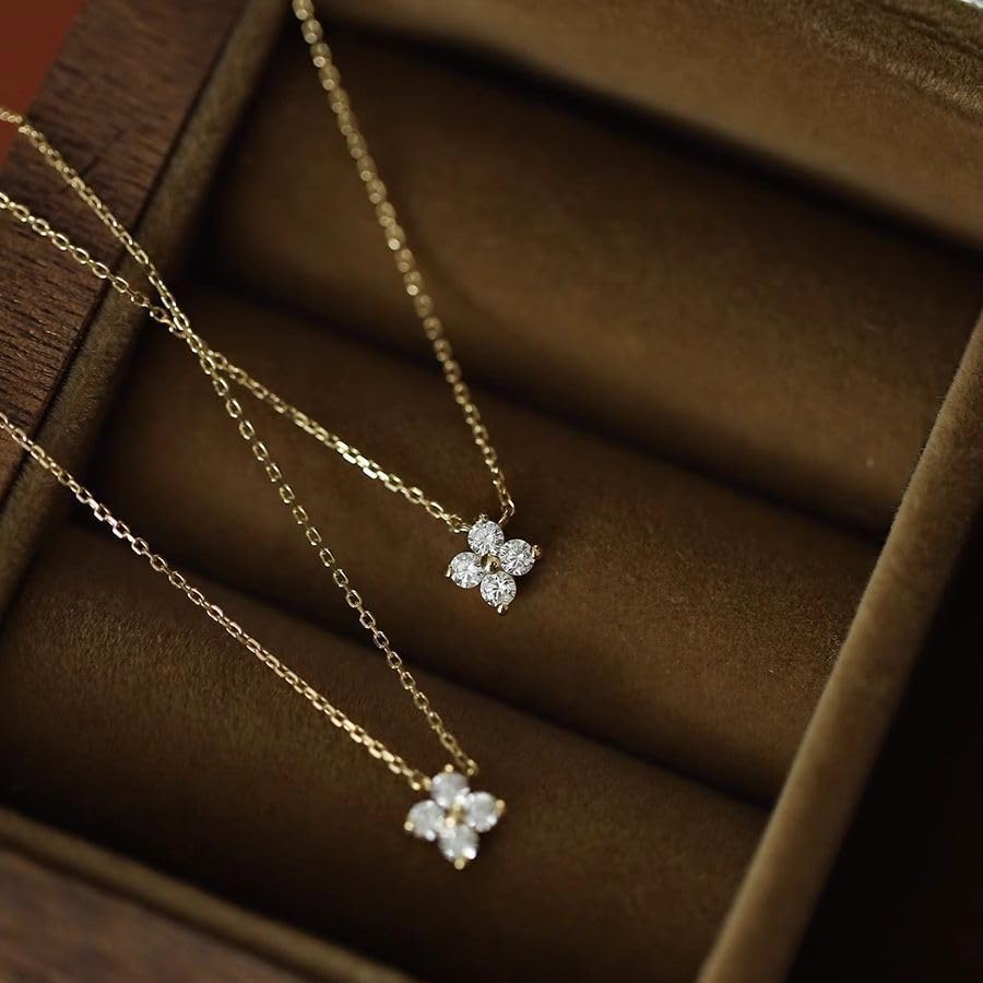 Collier trèfle à quatre feuilles argent 925 chaîne de clavicule pour femme style ins brillant