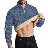 UHouse Sweat Homme Chaud Hiver Pull Coton Doublure Polaire Sweatshirt 1/4 Zip Sweats sans ...