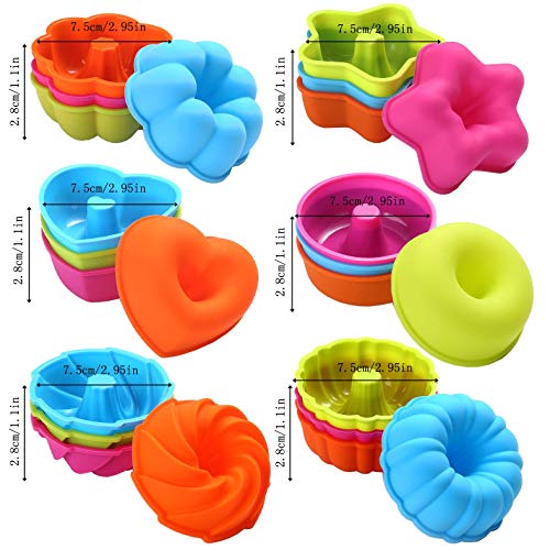 image for To encounter 24Pack Silicone Molds, Nonstick 2 3/4 inches Donut Mold, 
