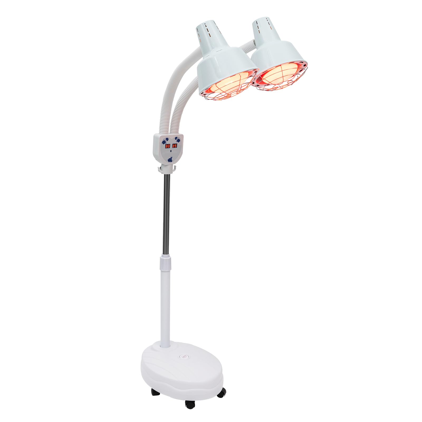 Lámpara de infrarrojos de 275 W, lámpara de luz roja, lámpara de doble cabeza con mando a distancia, manguera ajustable de 360°, para salón de belleza, salón, familia