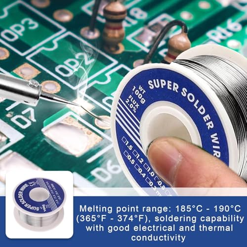 Image of Soldering Wire 0.8mm, 63-37 Tin Lead Rosin Core Solder Wire, 50g Electrical Solder for Repair and DIY of Electronic Electric Electrical Soldering Components