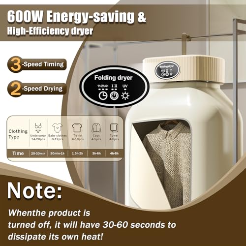 Image of Portable Clothes Dryer for Laundry, Mini Portable Dryer Machine with Adjustable Timer Compact Laundry Dryers for Apartment, RV, Dorms, Travel