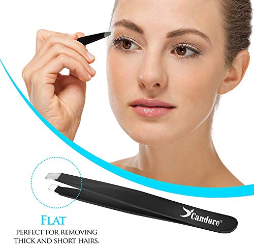 Candure Pinzetten Set 4-teiliges Präzisions-Pinzettenset aus Edelstahl - Perfekte Präzision zum Augenbrauenzupfen Gesichtshaarentfernung Hochwertige Pinzette für Frauen und Männer - Farbe Schwarz (Black) - Image 6