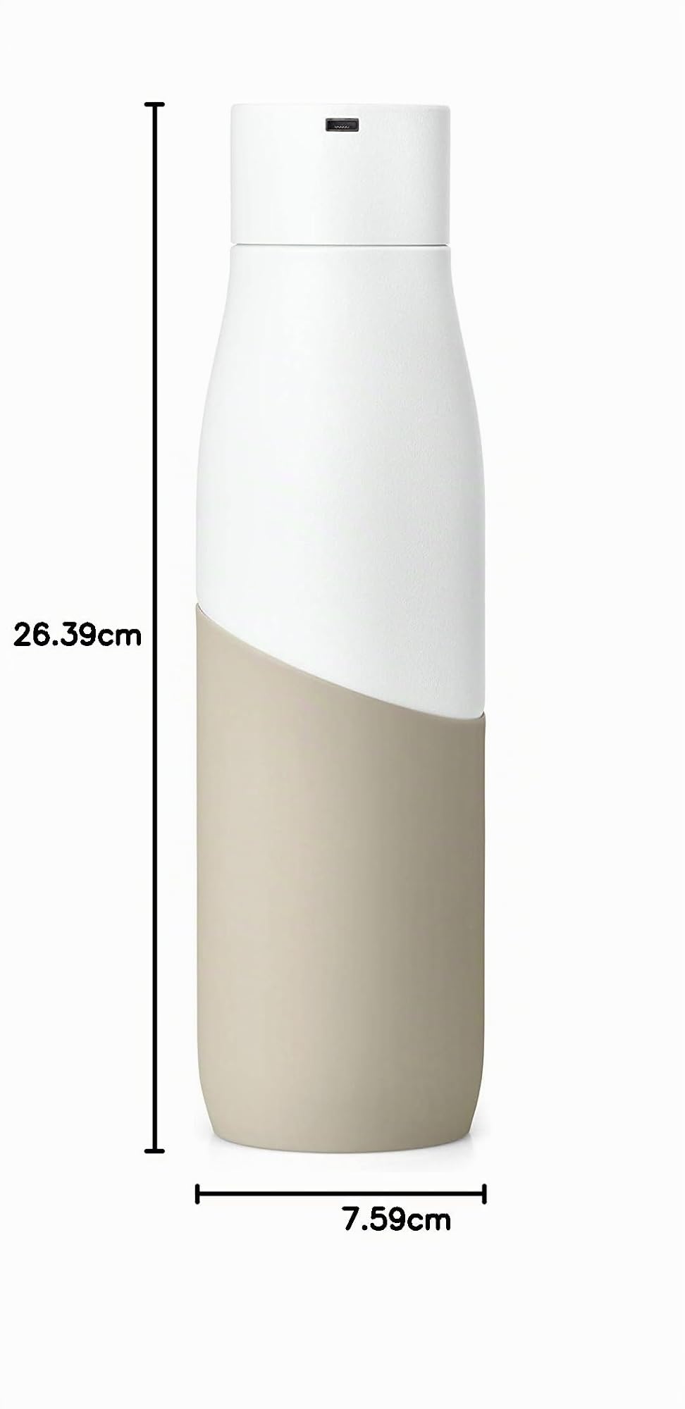 LARQ Movement PureVis 710ml – Gourde UV auto-nettoyante en acier inoxydable avec housse en silicone | Légère, antichoc, garde l’eau fraîche | Sport, course, plein air, White/Dune