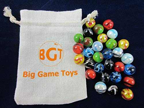 Big Game ~30 Deluxe Replacement Marbles (With Drawstring Storage Bag) Solid Glass Aggravation Wahoo Dirty Marbles Chinese Checker Game 16Mm (5/8") #TOP1
