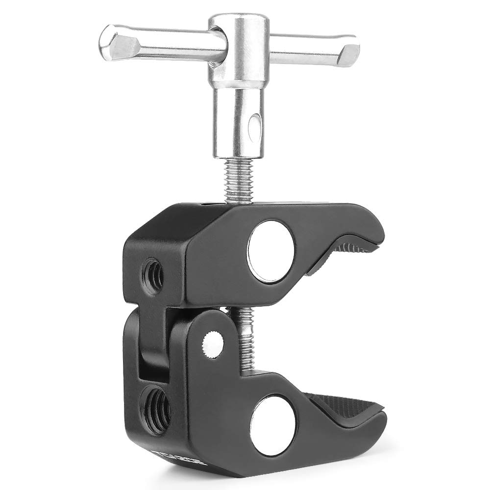 TOAZOE Super Clamp w/1/4 and 3/8 Thread for Cameras, Lights, Umbrellas, Hooks, Shelves, Plate Glass, Motorcycle, Bike, Rod Bar etc